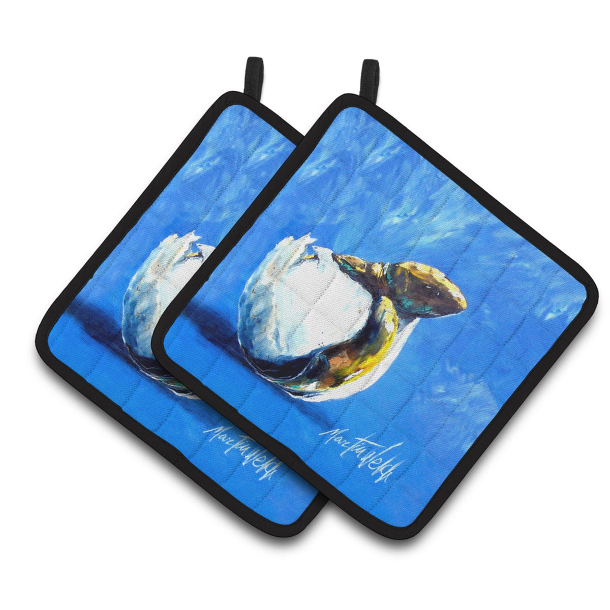'Caroline'S Treasures Mw1302Pthd Baby Turtle Pair Of Pot Holders Potholders, Multicolor''