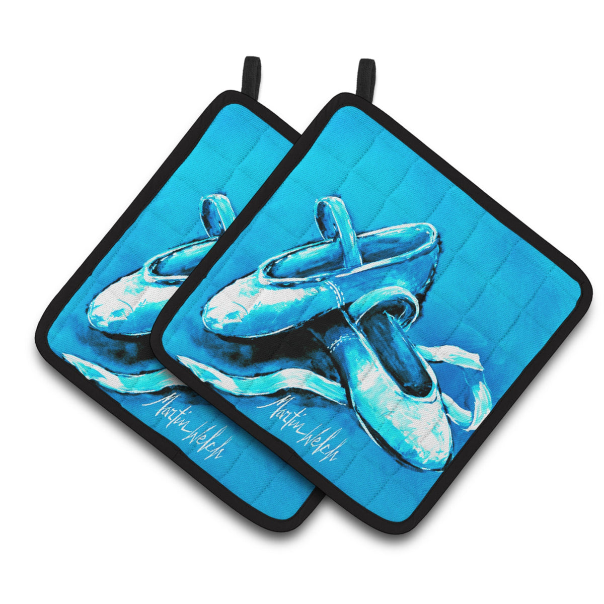 'Caroline'S Treasures Mw1303Pthd Ballet Shoes Aqua Blue Pair Of Pot Holders Potholders, Multicolor''
