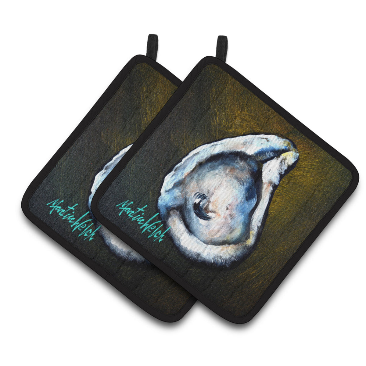 'Caroline'S Treasures Mw1317Pthd Brown Eye Oyster Pair Of Pot Holders Potholders, Multicolor''