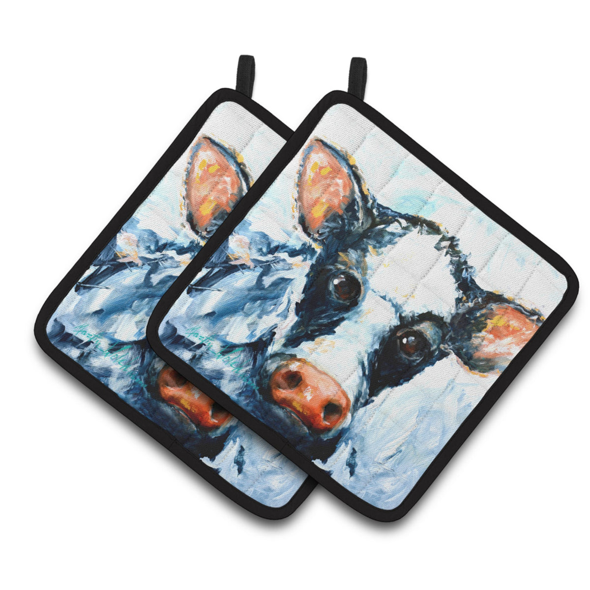 'Caroline'S Treasures Mw1320Pthd Cow Lick Pair Of Pot Holders Potholders, Multicolor''