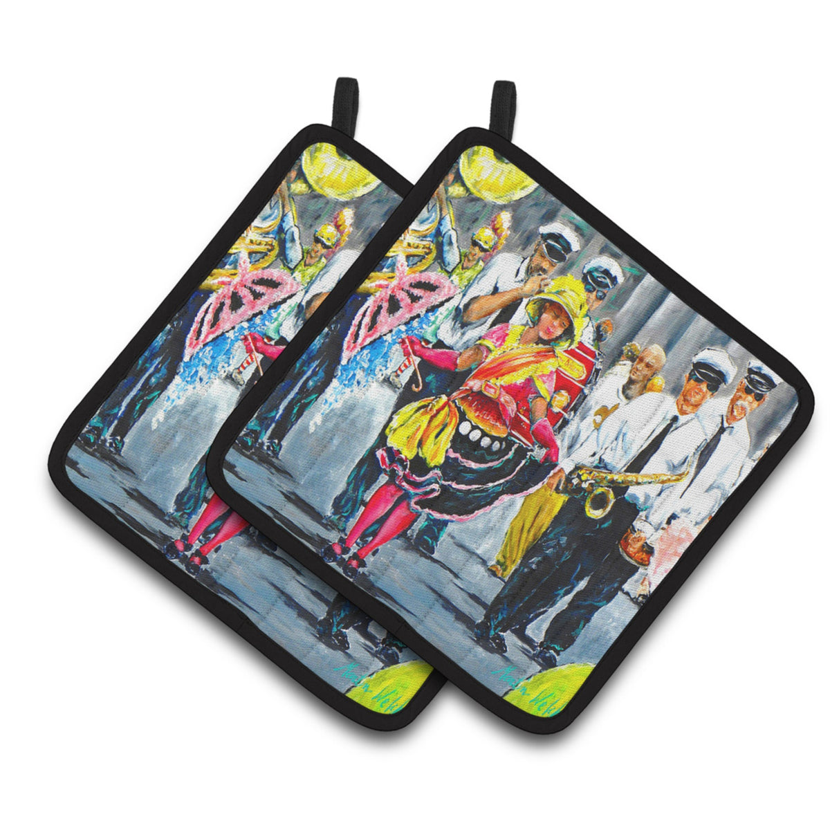 'Caroline'S Treasures Mw1324Pthd Mardi Gras Dancin' In The Street Pair Of Pot Holders Potholders, Multicolor''