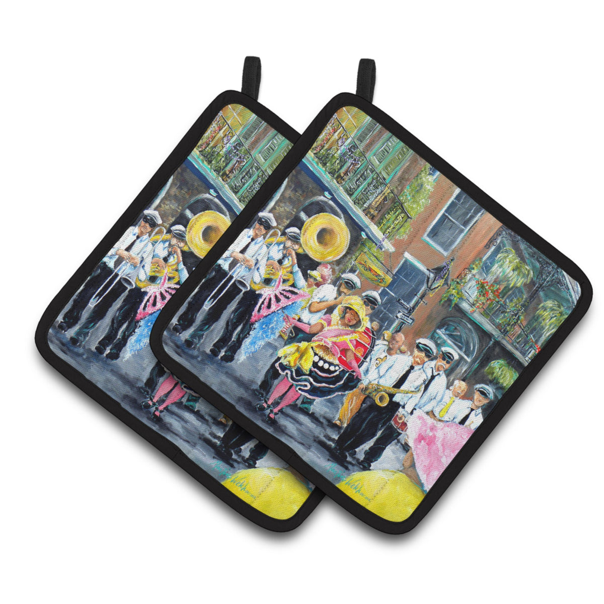 'Caroline'S Treasures Mw1328Pthd French Quarter Frolic Pair Of Pot Holders Potholders, Multicolor''