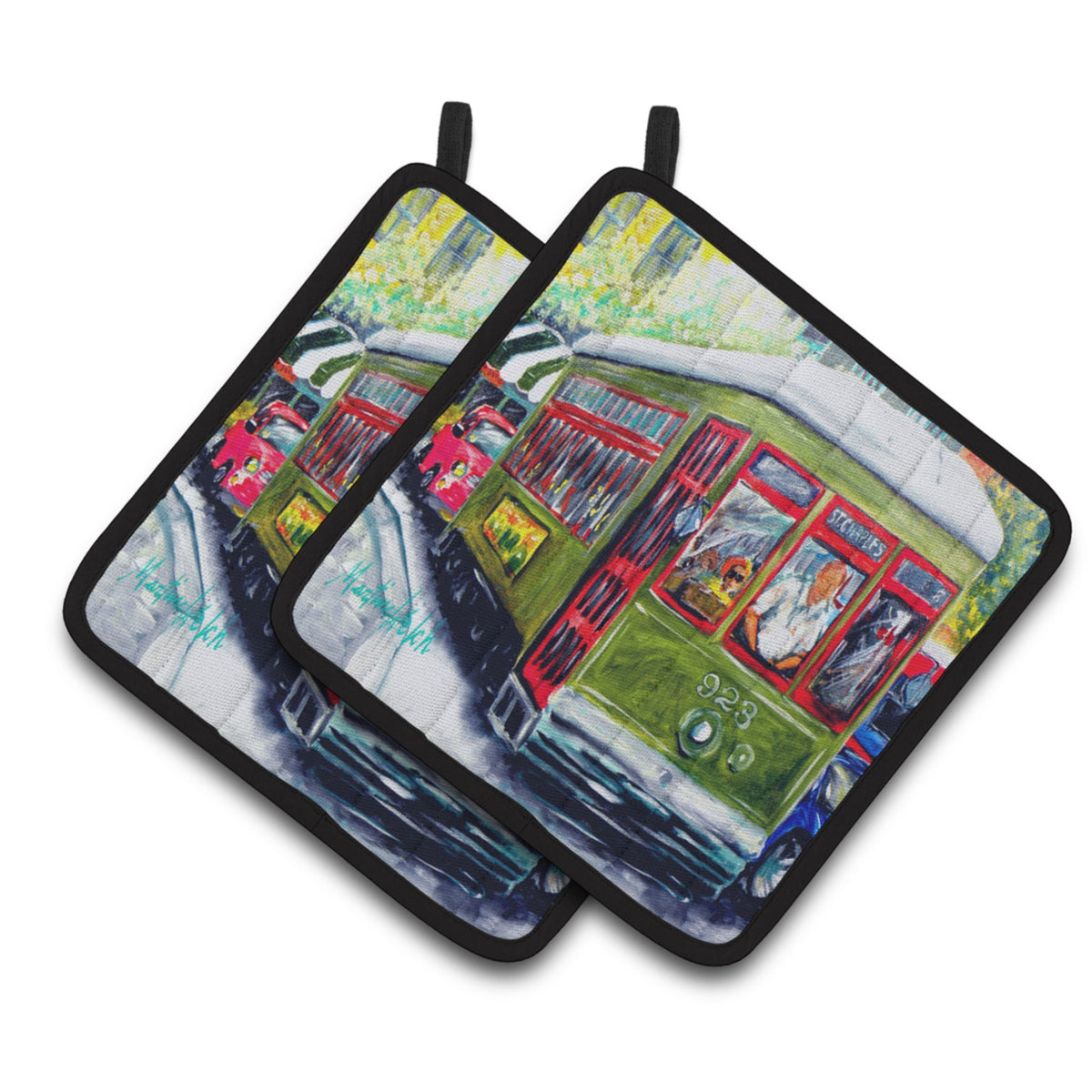 'Caroline'S Treasures Mw1338Pthd Streetcar Mid Summer Pair Of Pot Holders Potholders, Multicolor''