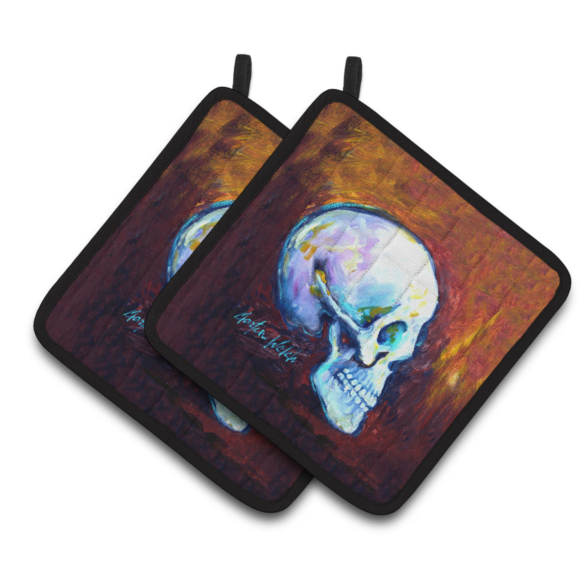 'Caroline'S Treasures Mw1341Pthd Skeleton My Best Side Pair Of Pot Holders Potholders, Multicolor''