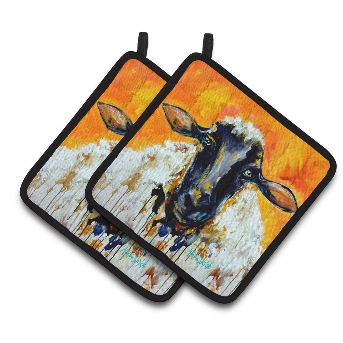 'Caroline'S Treasures Mw1343Pthd Peach Wool Sheep Pair Of Pot Holders Potholders, Multicolor''