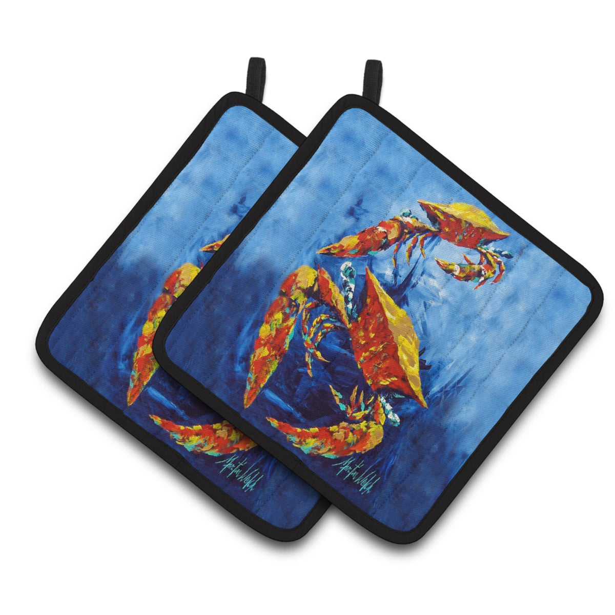 'Caroline'S Treasures Mw1345Pthd Crab Puddle O' Two Pair Of Pot Holders Potholders, Multicolor''