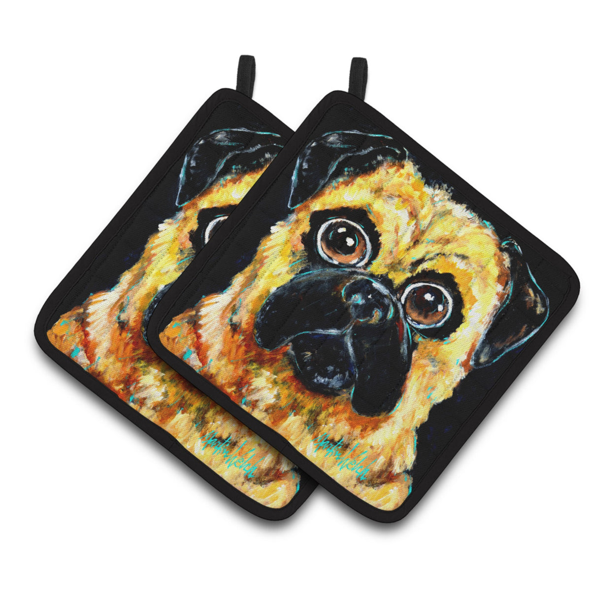 'Caroline'S Treasures Mw1346Pthd Pug It Out Pair Of Pot Holders Potholders, Multicolor''