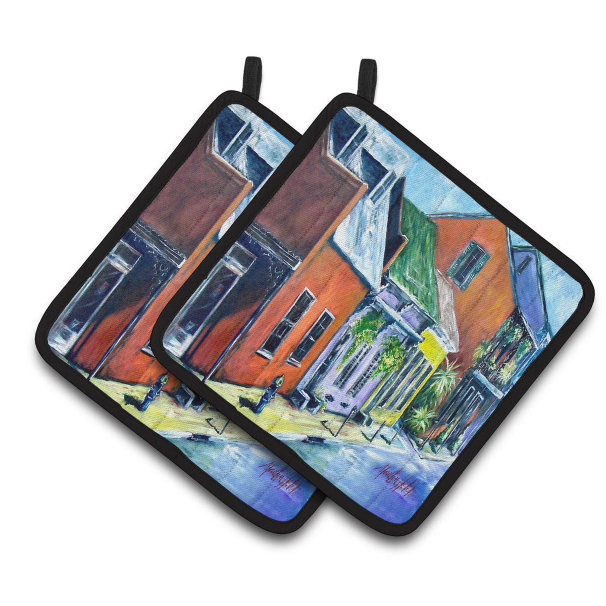 'Caroline'S Treasures Mw1350Pthd Somewhere Close Houses Pair Of Pot Holders Potholders, Multicolor''