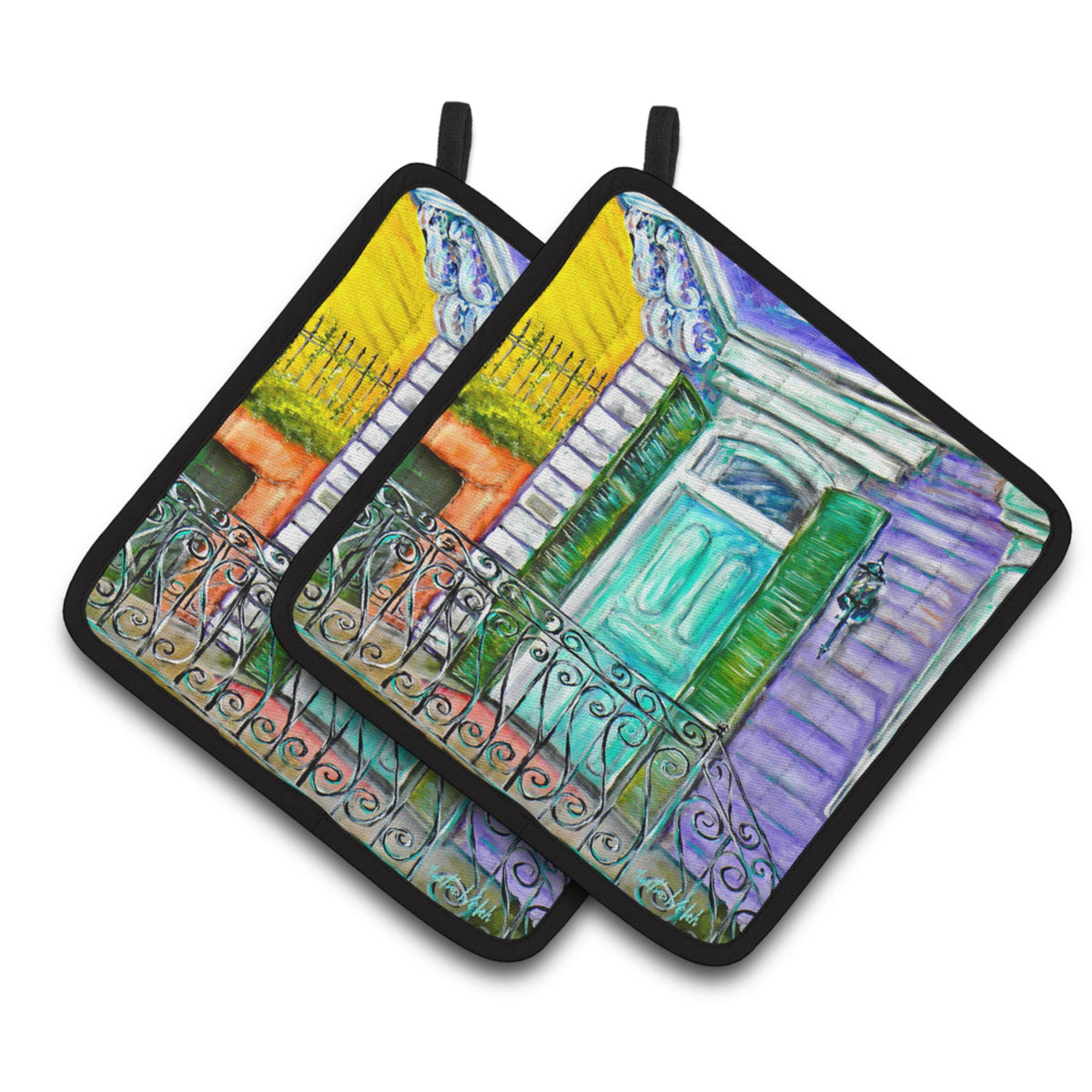 'Caroline'S Treasures Mw1354Pthd The House Next Door Pair Of Pot Holders Potholders, Multicolor''