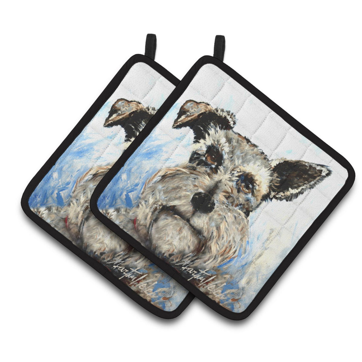 'Caroline'S Treasures Mw1358Pthd Schnauzer Whiter Beard Pair Of Pot Holders Potholders, Multicolor''