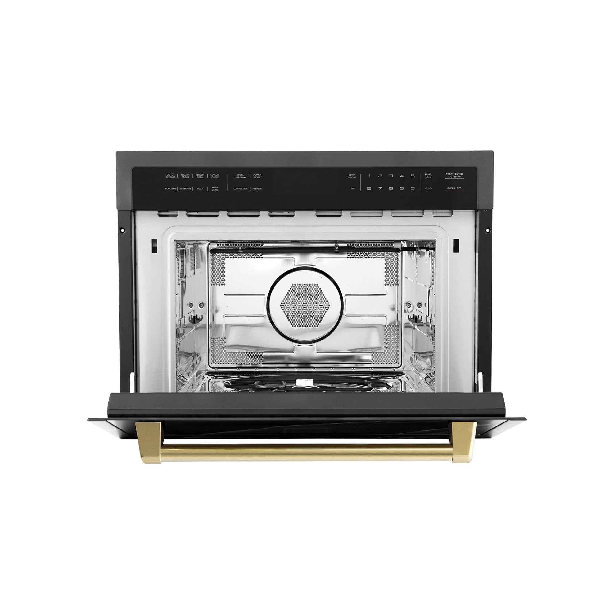 ZLINE Autograph Edition 24'' 1.6 cu ft. Built-in Convection Microwave Oven in Black Stainless Steel and Gold Accents