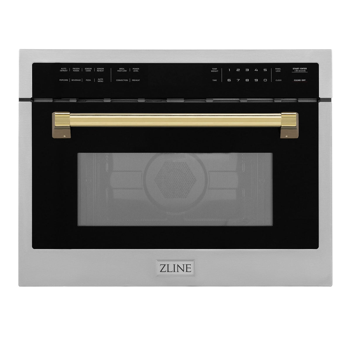 Zline Autograph Edition 24'' 1.6 Cu Ft. Built-In Convection Microwave Oven In Stainless Steel And Gold Accents