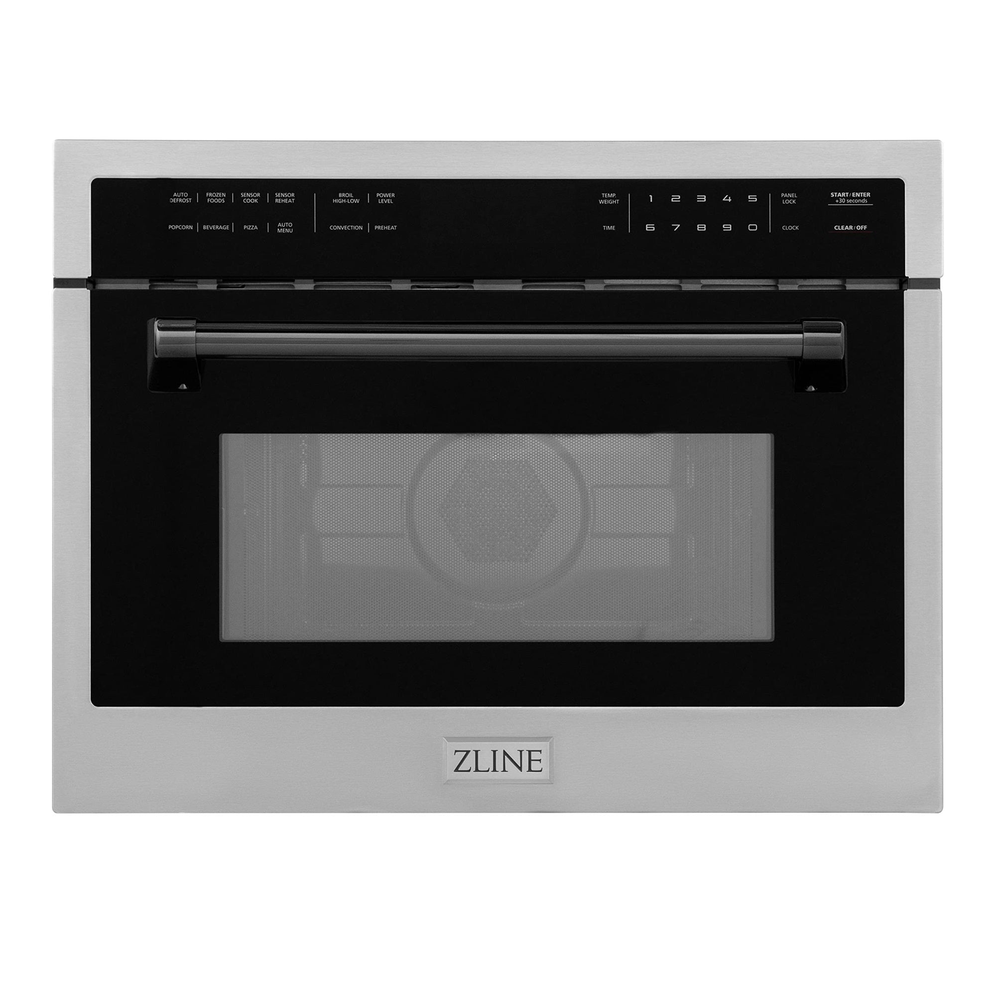 Zline Autograph Edition 24'' 1.6 Cu Ft. Built-In Convection Microwave Oven In Stainless Steel And Matte Black Accents