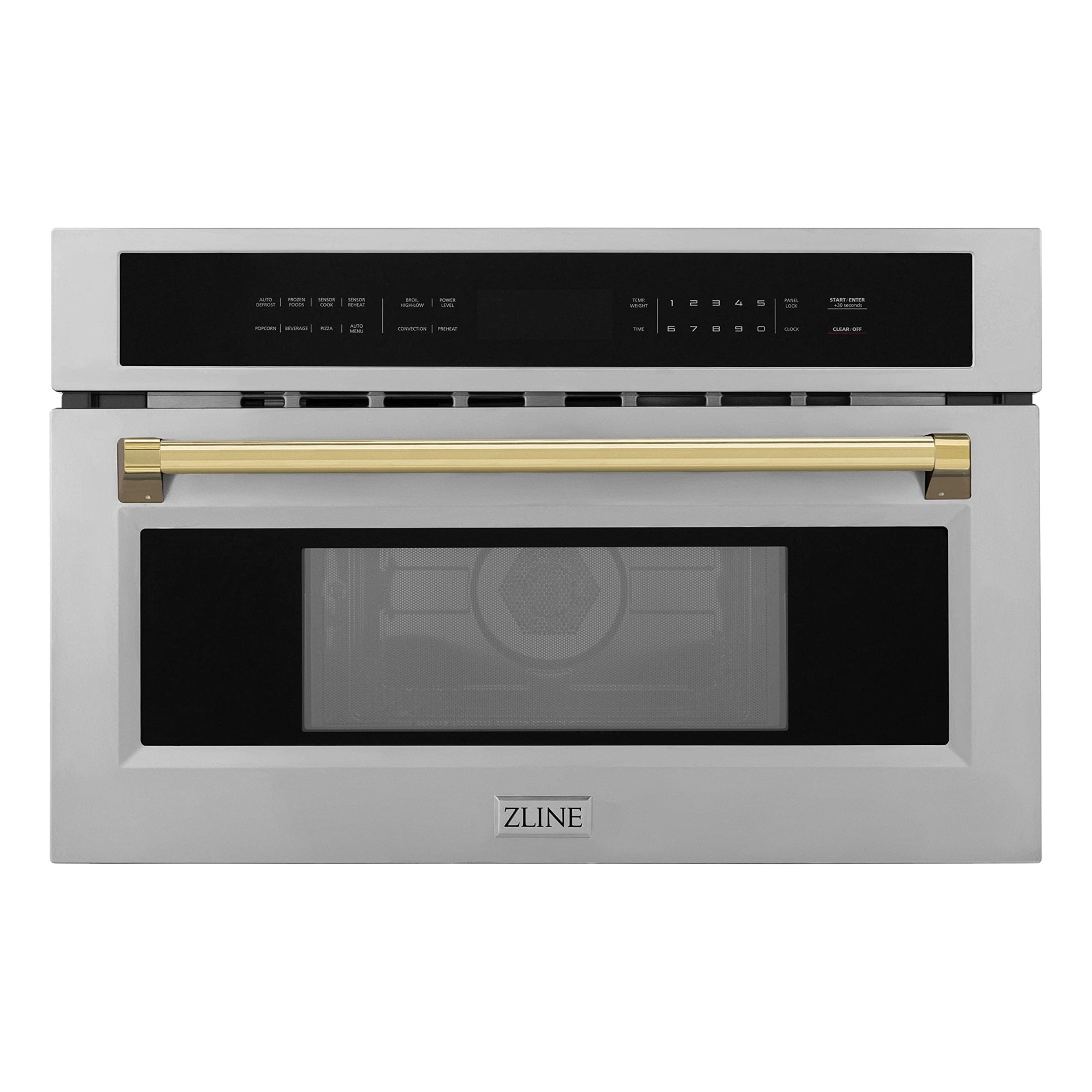 Zline Autograph Edition 30'' 1.6 Cu Ft. Built-In Convection Microwave Oven In Stainless Steel And Gold Accents