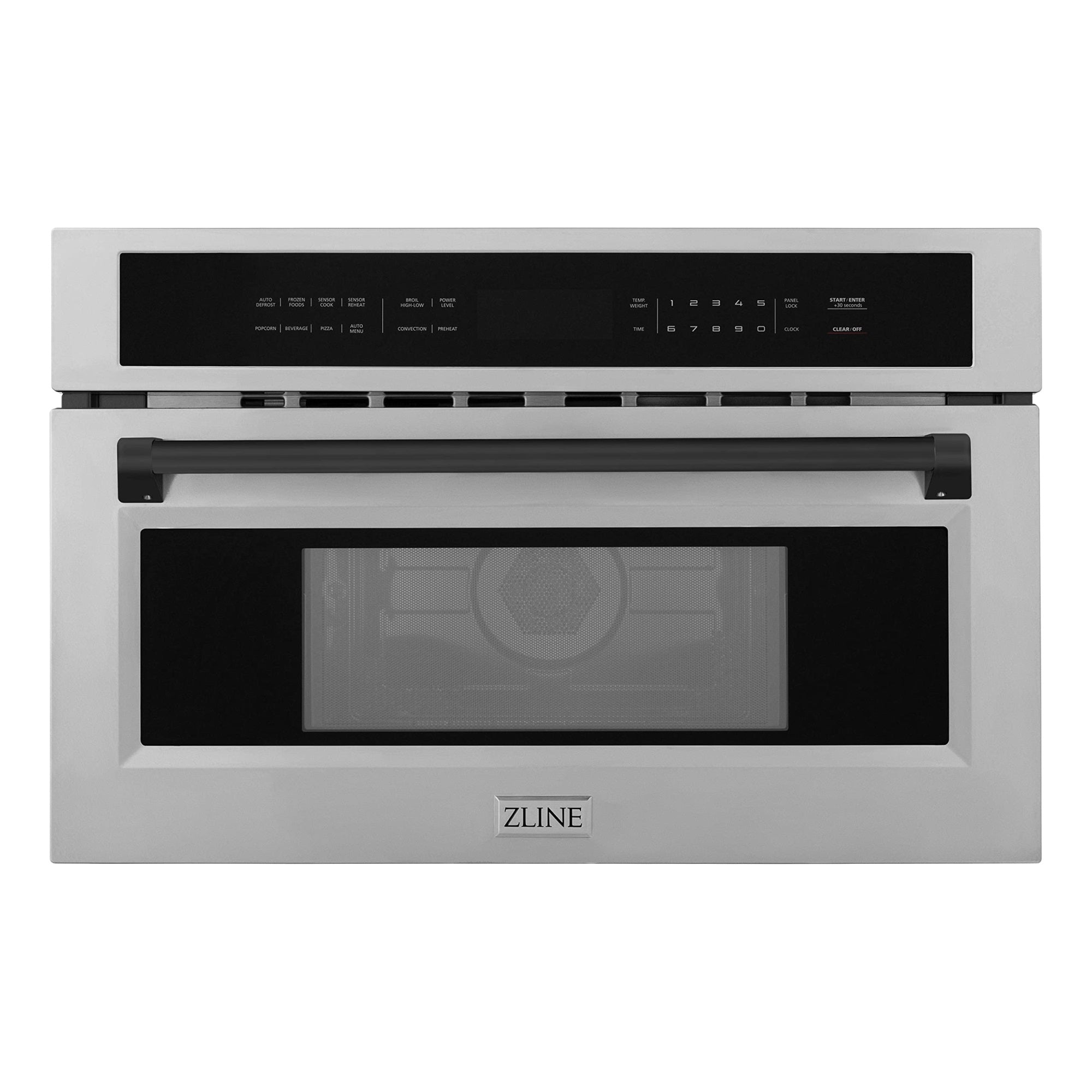 Zline Autograph Edition 30'' 1.6 Cu Ft. Built-In Convection Microwave Oven In Stainless Steel And Matte Black Accents