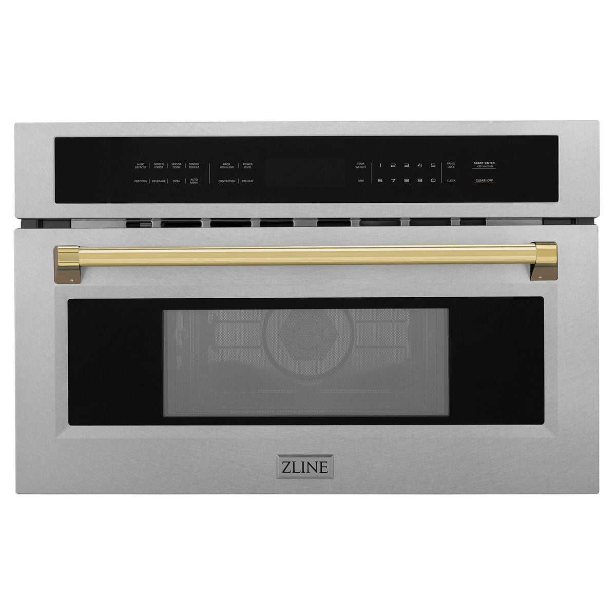 Zline Autograph Edition 30'' 1.6 Cu Ft. Built-In Convection Microwave Oven In Fingerprint Resistant Stainless Steel And Gold Acc