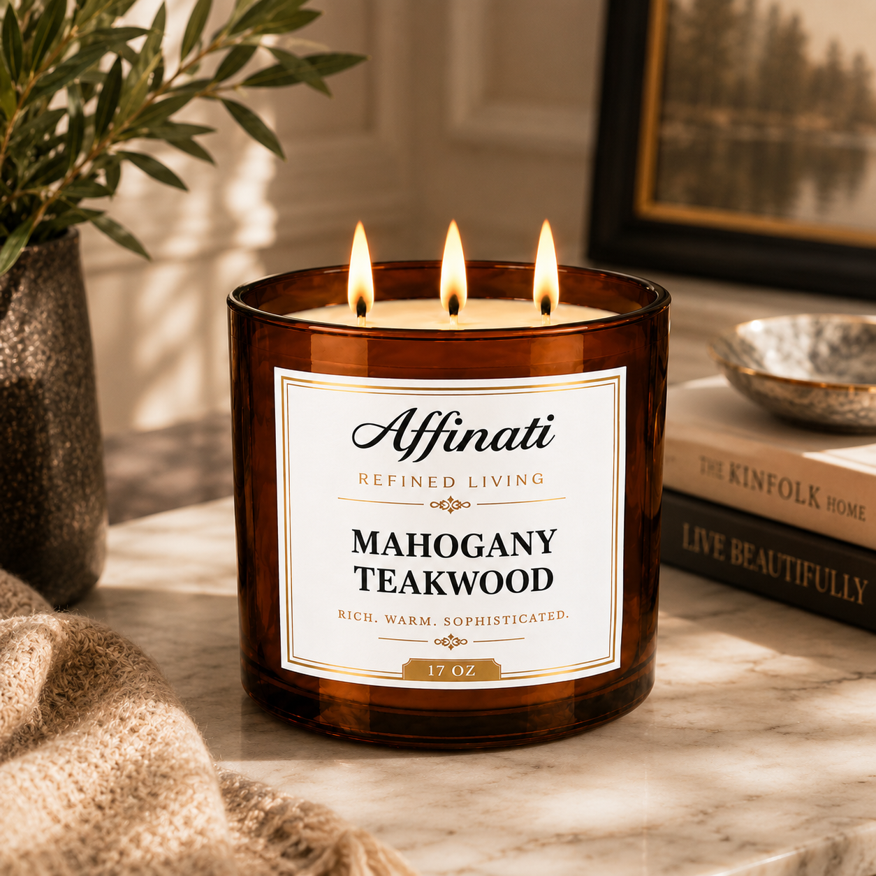 Mahogany Teakwood 3-Wick Candle