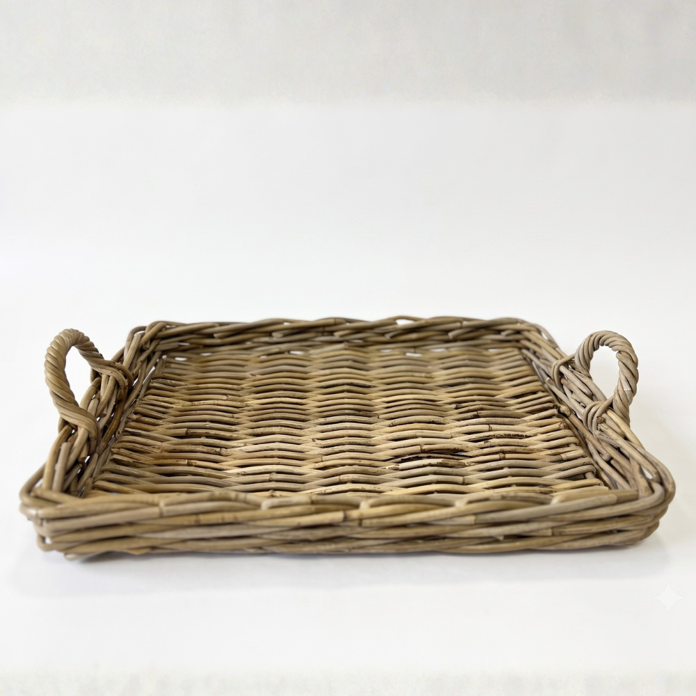 Cole Farmhouse Rattan Serving Tray