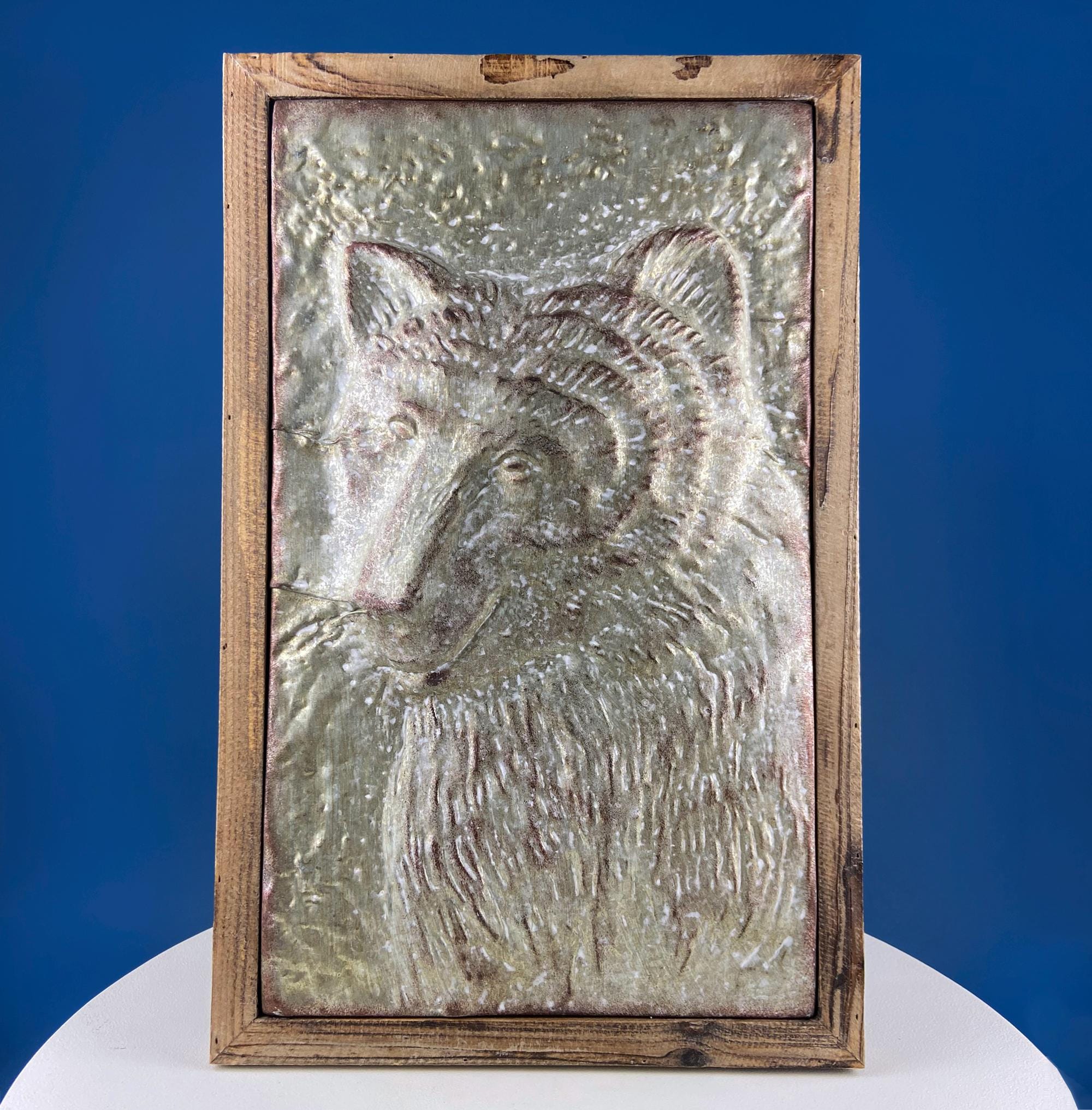 Large Hand Pounded Metal Bear Wall Art. Rustic Animal Relief for Cabin or Kids Room. Gift For Dad Hunter Animal Lover. Whimsical Bear Portrait.