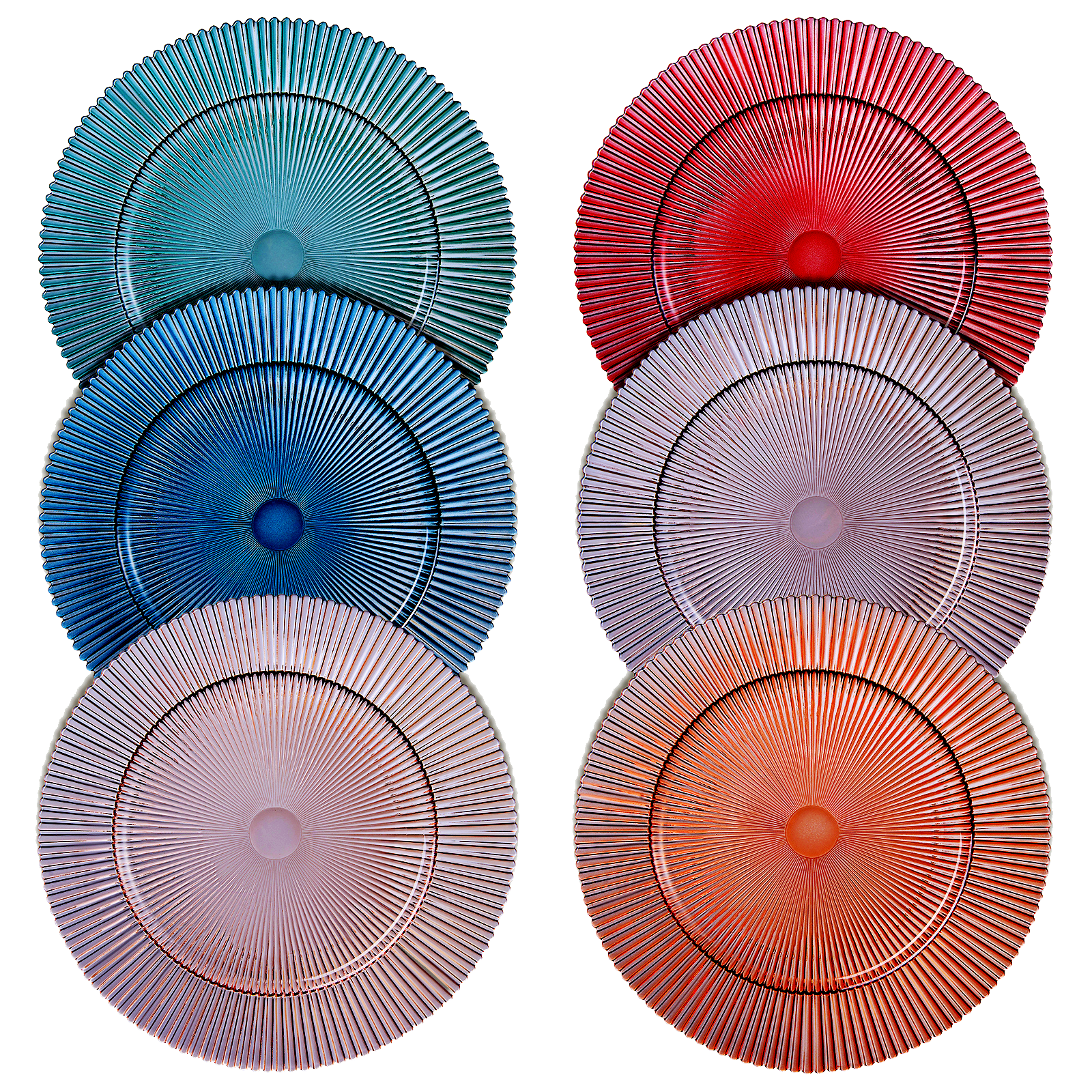 Tonal Ribbed Glass Plate, Set of 6