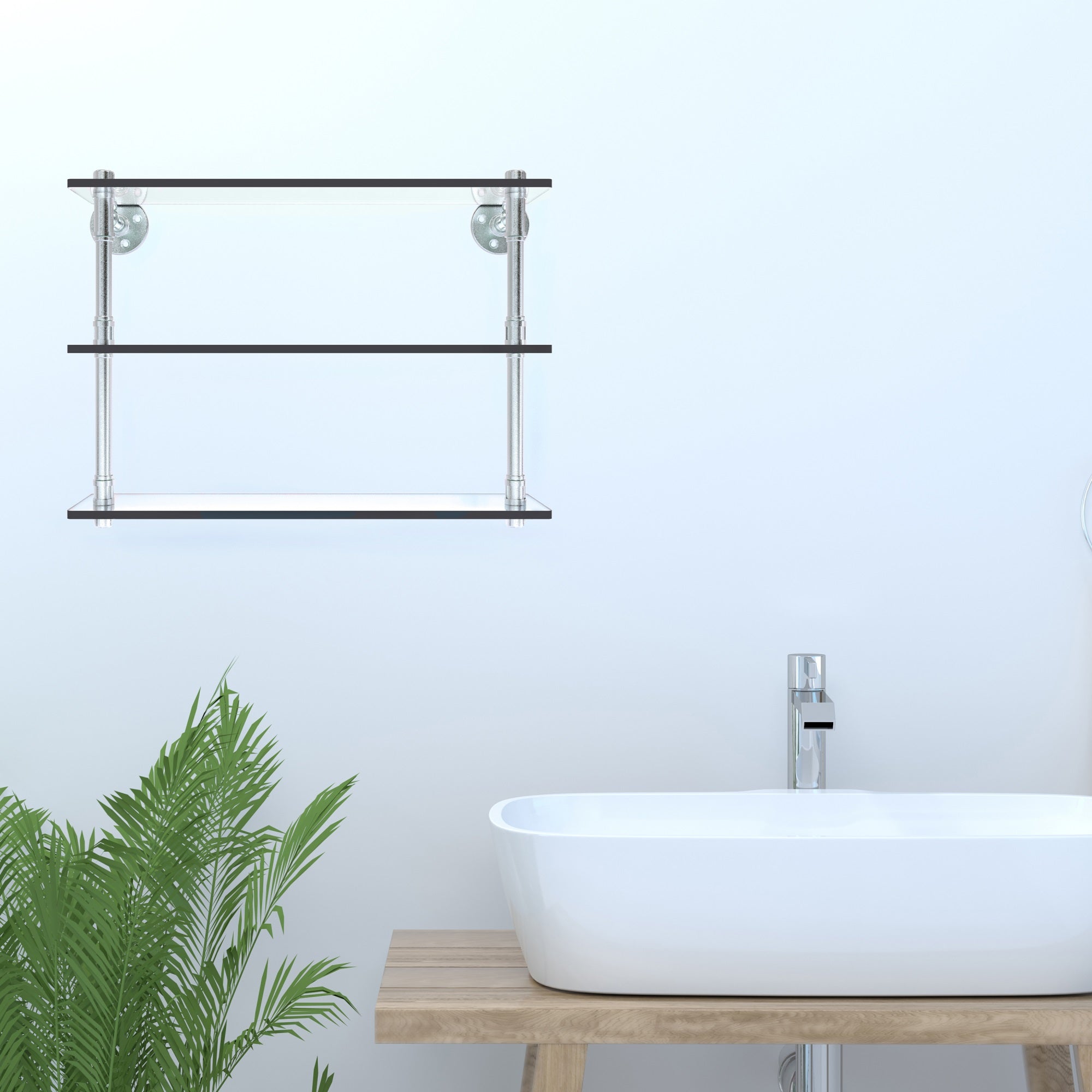 Pipeline Collection 16 Inch Triple Glass Shelf