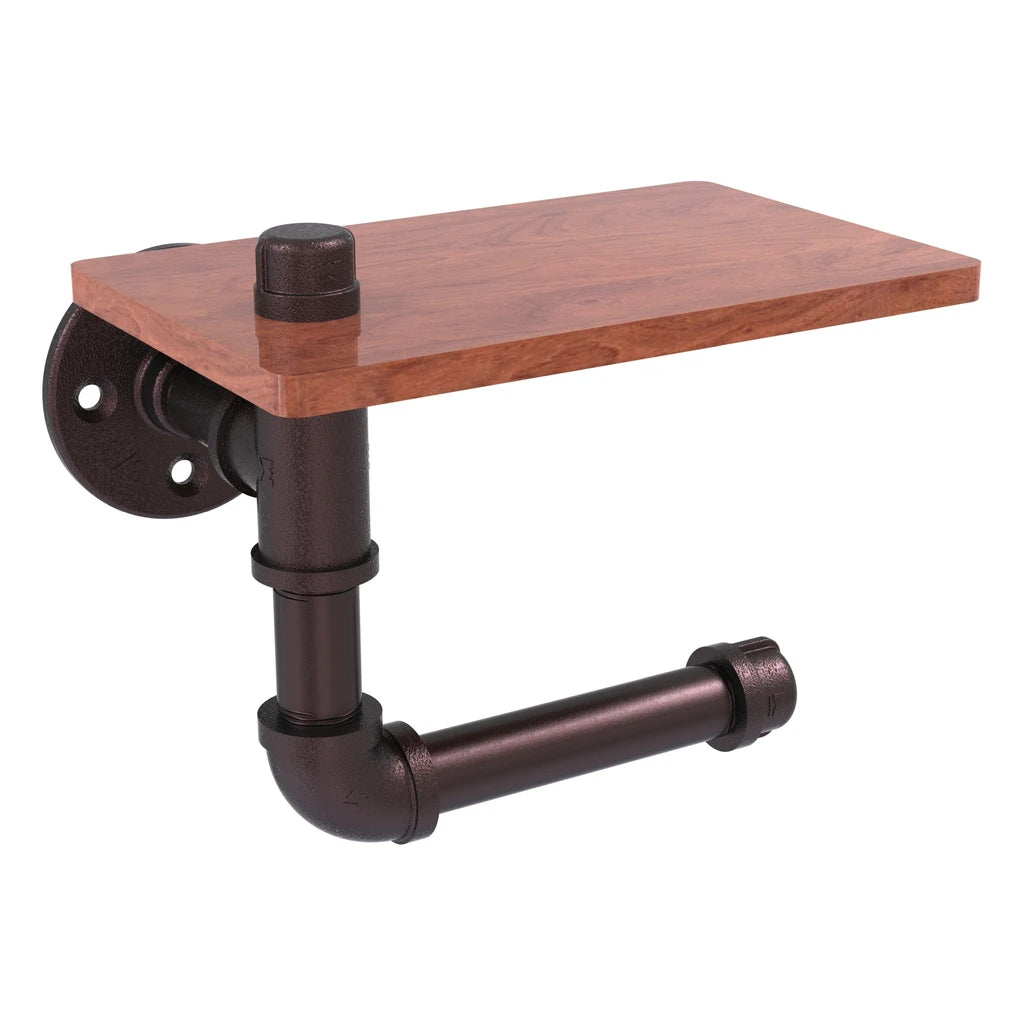 Pipeline Collection Toilet Paper Holder with Wood Shelf - P-140-ETPWS-ABZ
