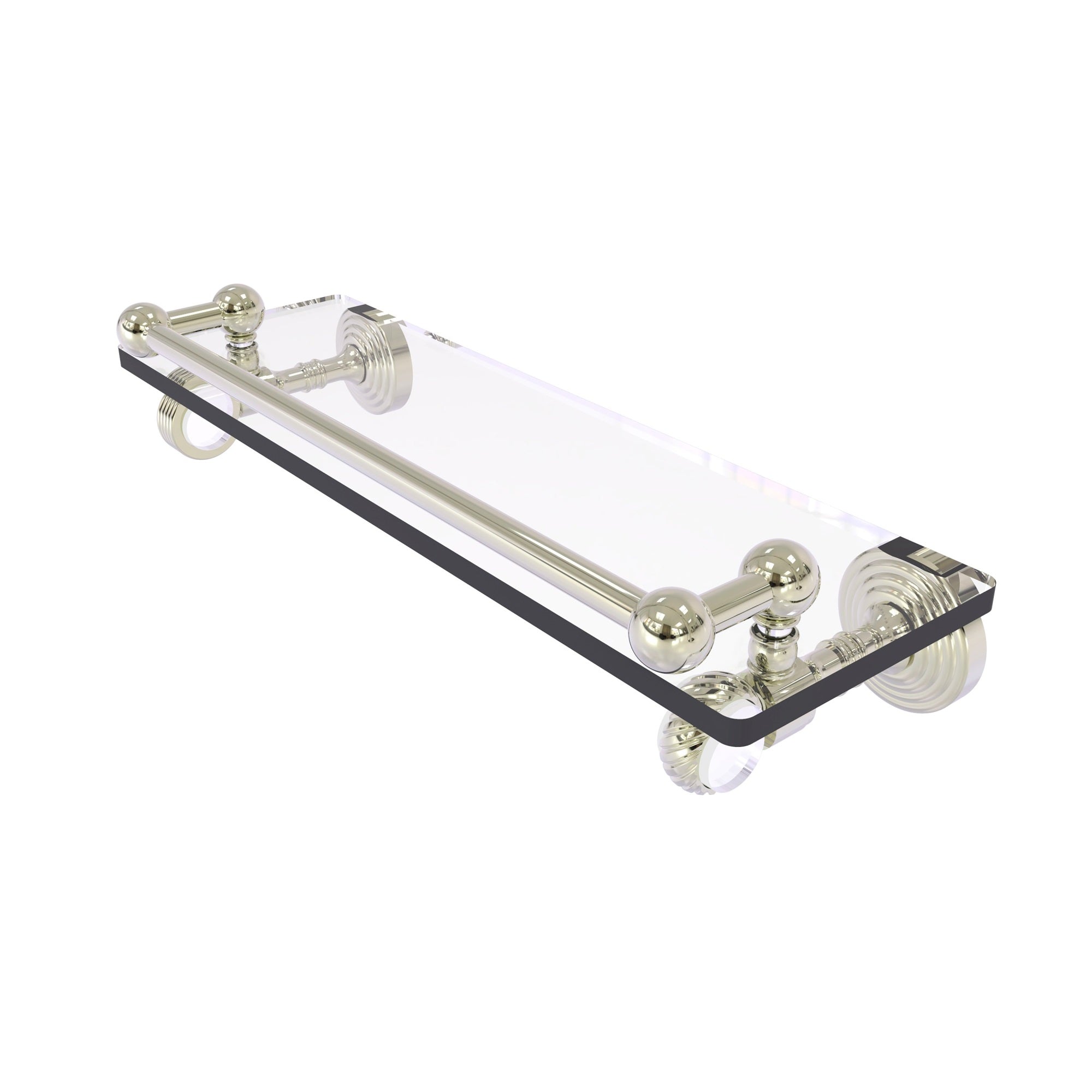 Pacific Grove Collection 16 Inch Gallery Glass Shelf With Twisted Accents - Polished Nickel