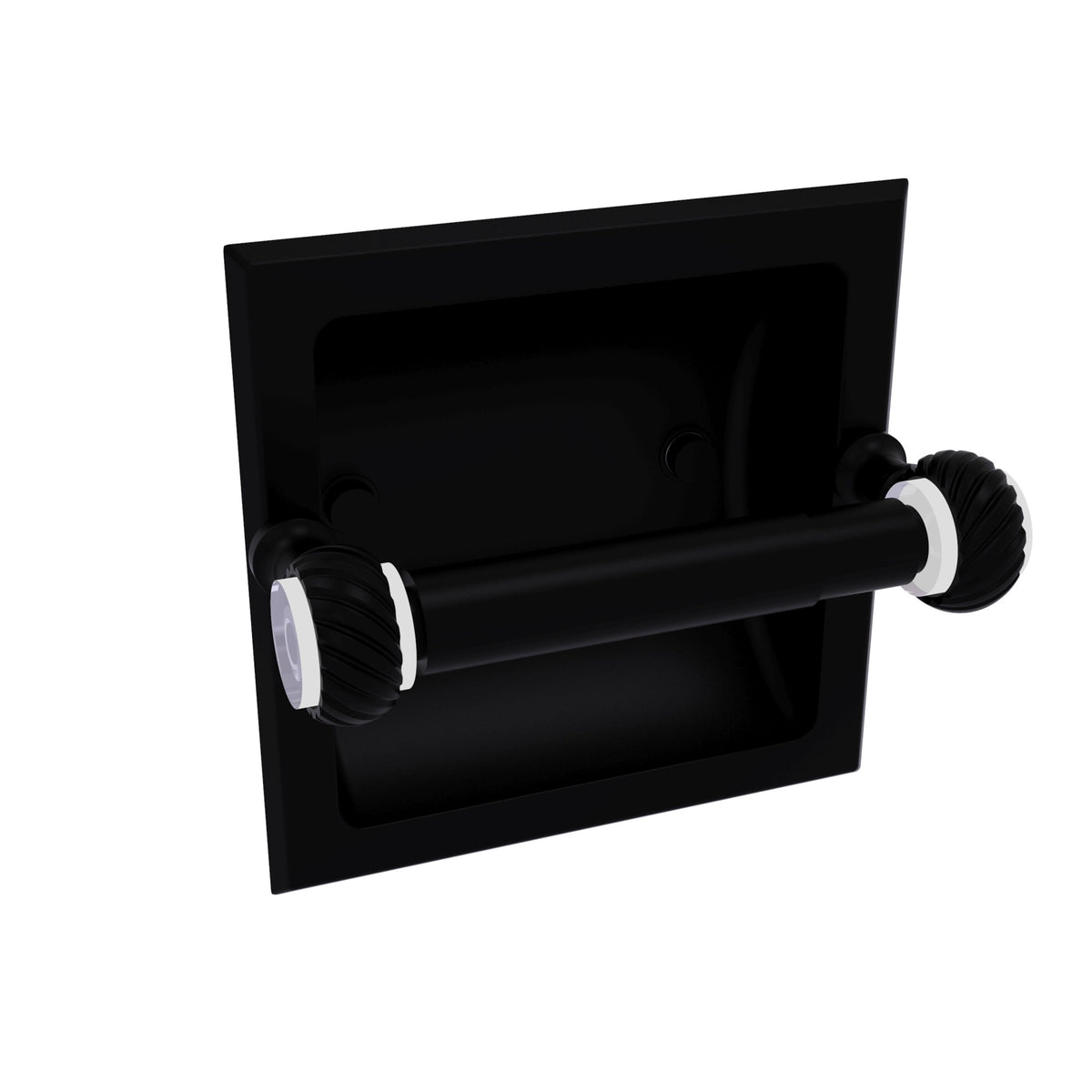 Pacific Grove Collection Recessed Toilet Paper Holder With Twisted Accents - Matte Black