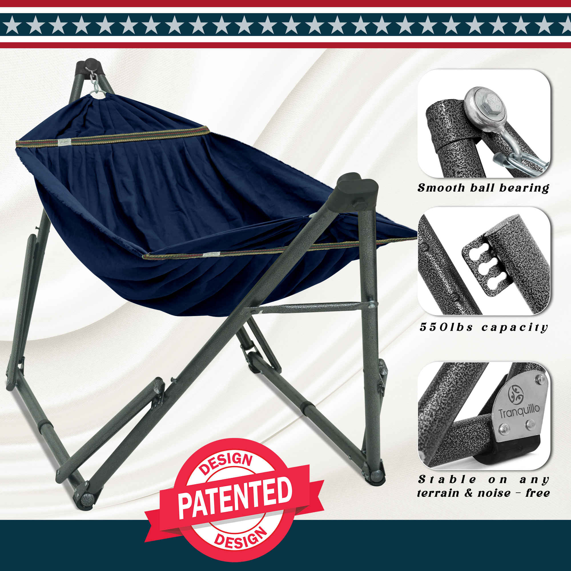Tranquillo Uniki Canvas Hammock with Stand for Ultimate Relaxation