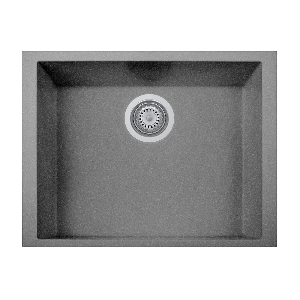LaToscana ON6010-42UG 23 in. ONE Series Drop-in Quartz Single Bowl Kitchen Sink in Titanium