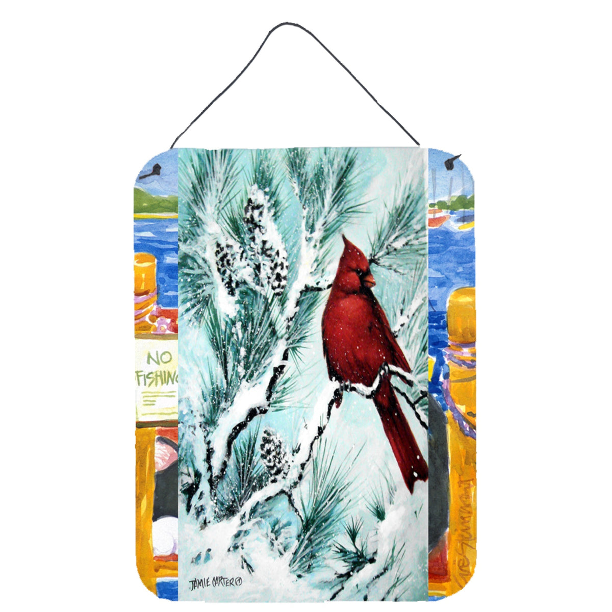 'Caroline'S Treasures Pjc1057Ds1216 Winter'S Glory Redbird 1 Northern Cardinal Wall Or Door Hanging Prints, 16 X 12'''', Multic
