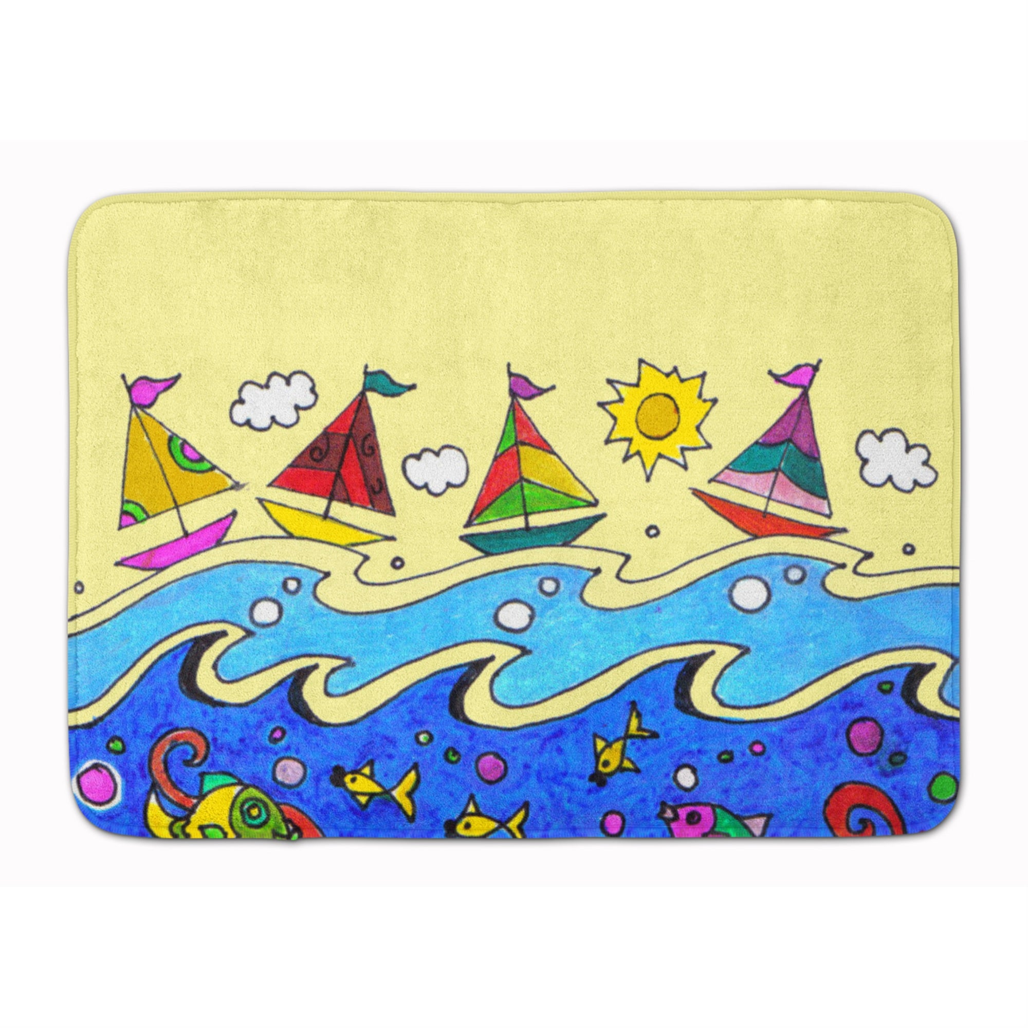 'Caroline'S Treasures Summer Sail Away Sailboats Floor Mat, 19'''' X 27'''', Multicolor''