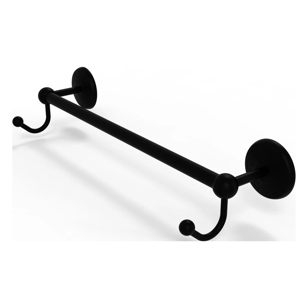 Prestige Monte Carlo Collection 18 Inch Towel Bar With Integrated Hooks - Pmc-41-18-Hk-Bkm