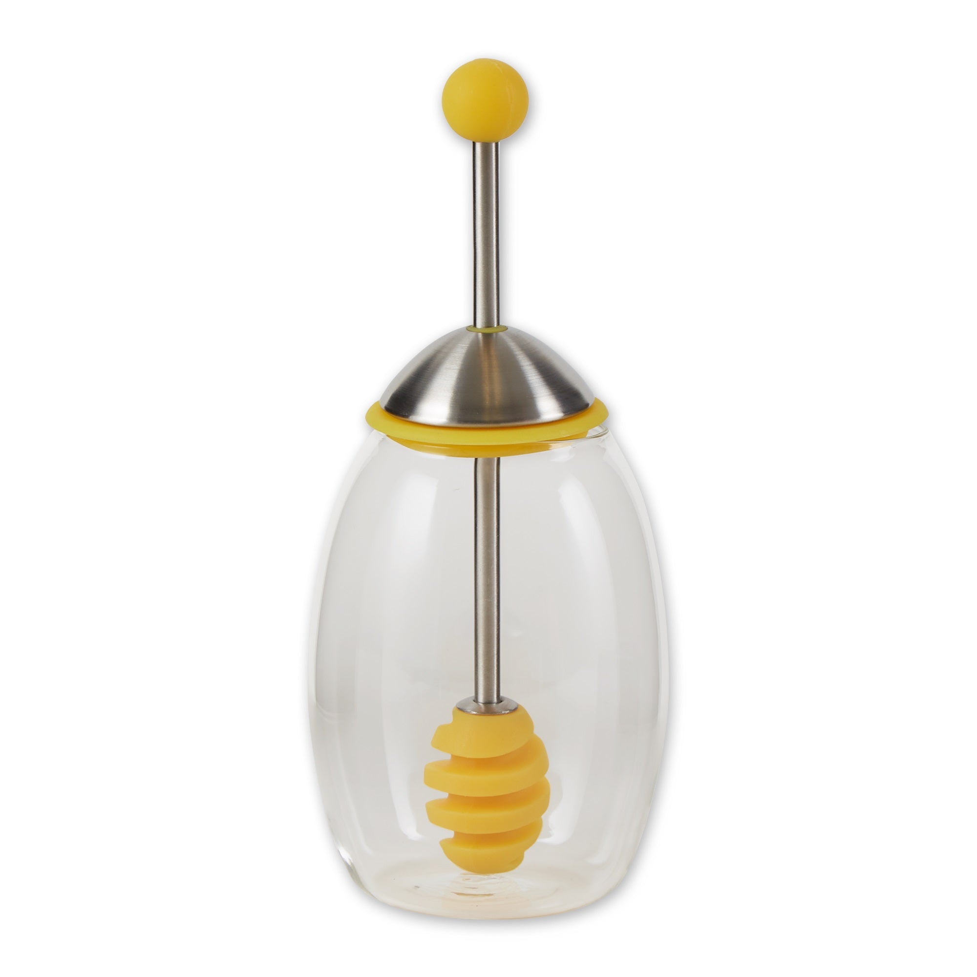 HONEY JAR WITH SILICONE DIPPER - YELLOW