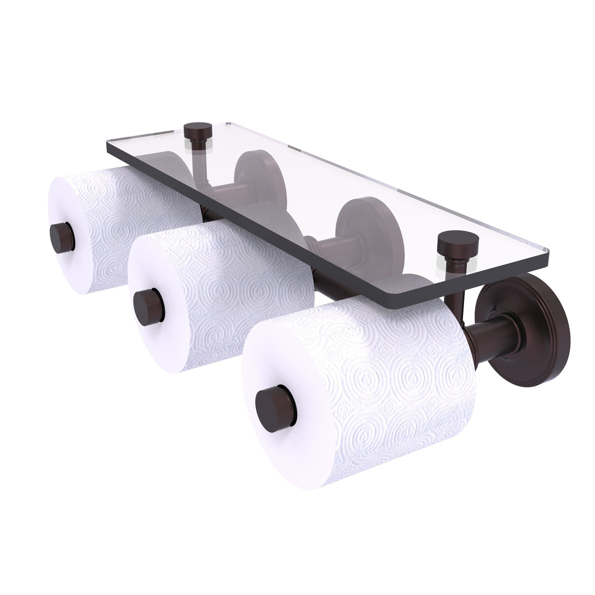 Prestige Regal Collection Horizontal Reserve 3 Roll Toilet Paper Holder With Glass Shelf - Antique Bronze