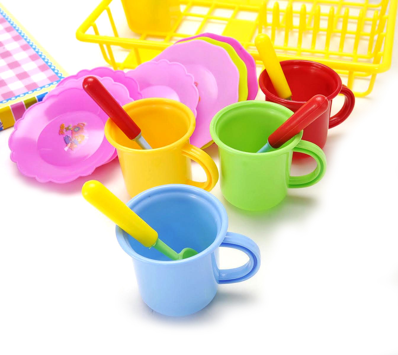 Play Dishes Kitchen Wash And Dry Tea Playset 27Pcs-like New