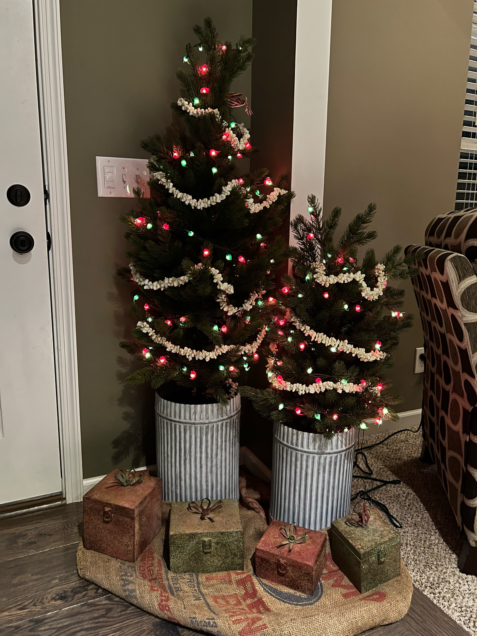 Artifical Spuce Tree in Galvanized Metal Pot