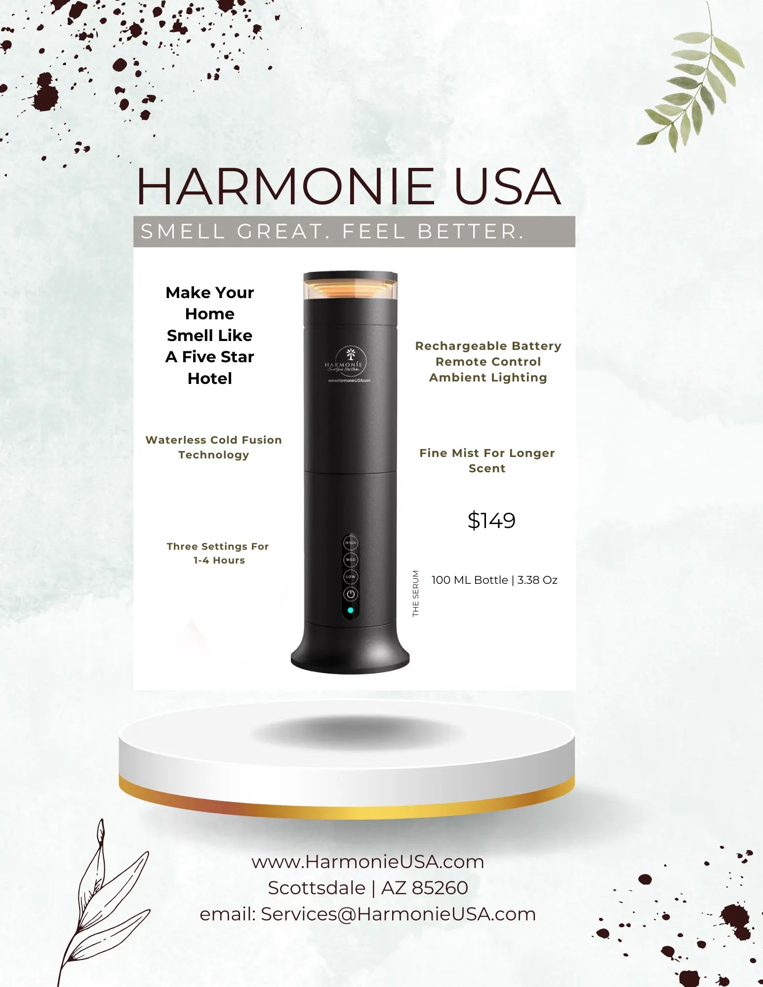 Premium Air Diffuser - Rechargeable Essential Oil | Harmonie