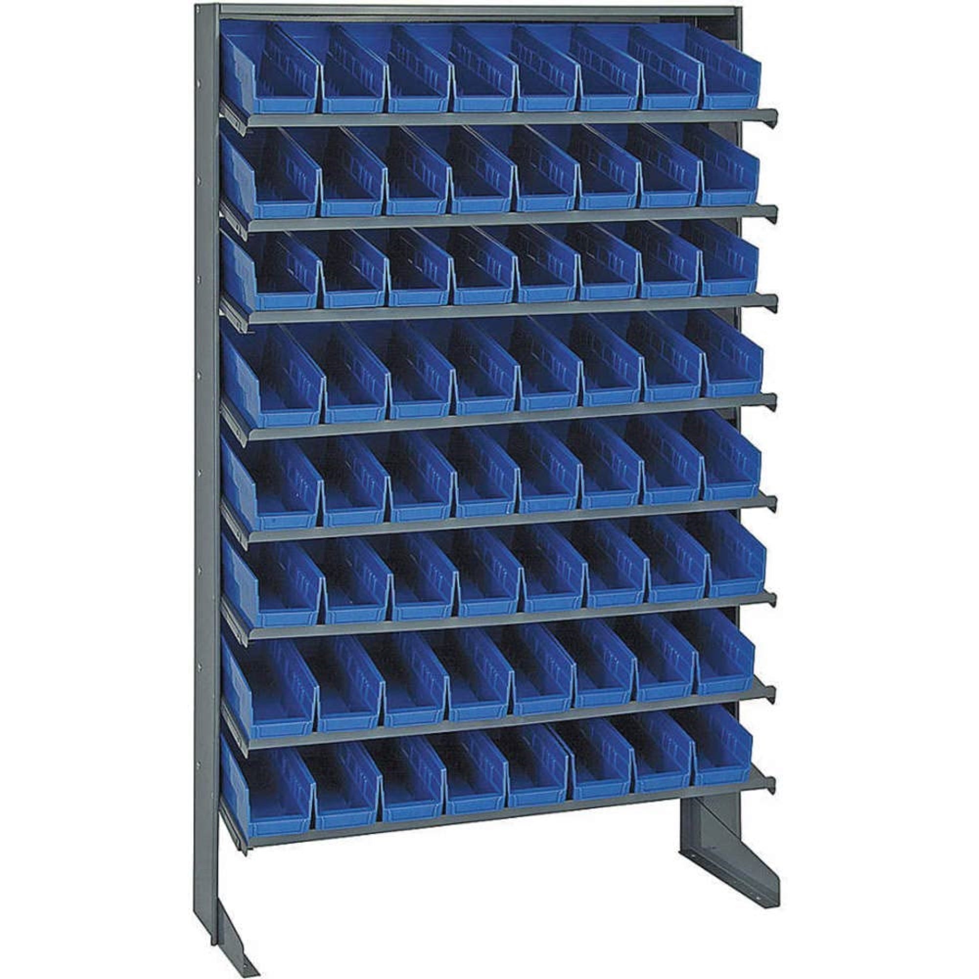 Pick Rack, Slopped, Double Sided, 24L X 36W X 60H, 800 Lbs. Capacity, (16) Shelves Configuration, Includes: (128) Qsb101 Blue Bi