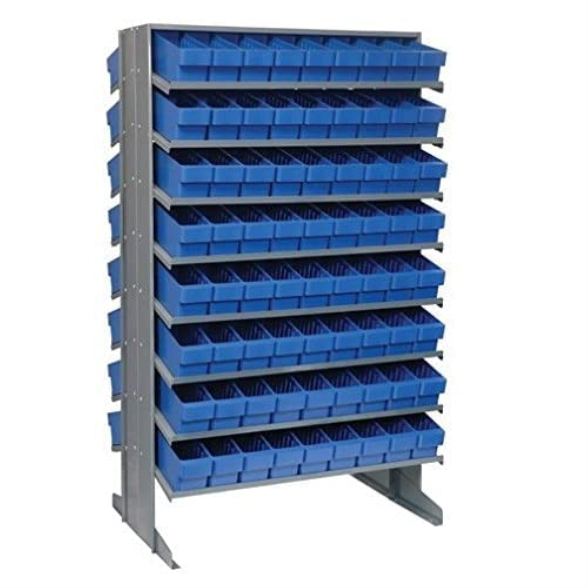 Pick Rack, Slopped, Double Sided, 24L X 36W X 60H, 800 Lbs. Capacity, (16) Shelves Configuration, Includes: (144) Qed501 Blue Bi