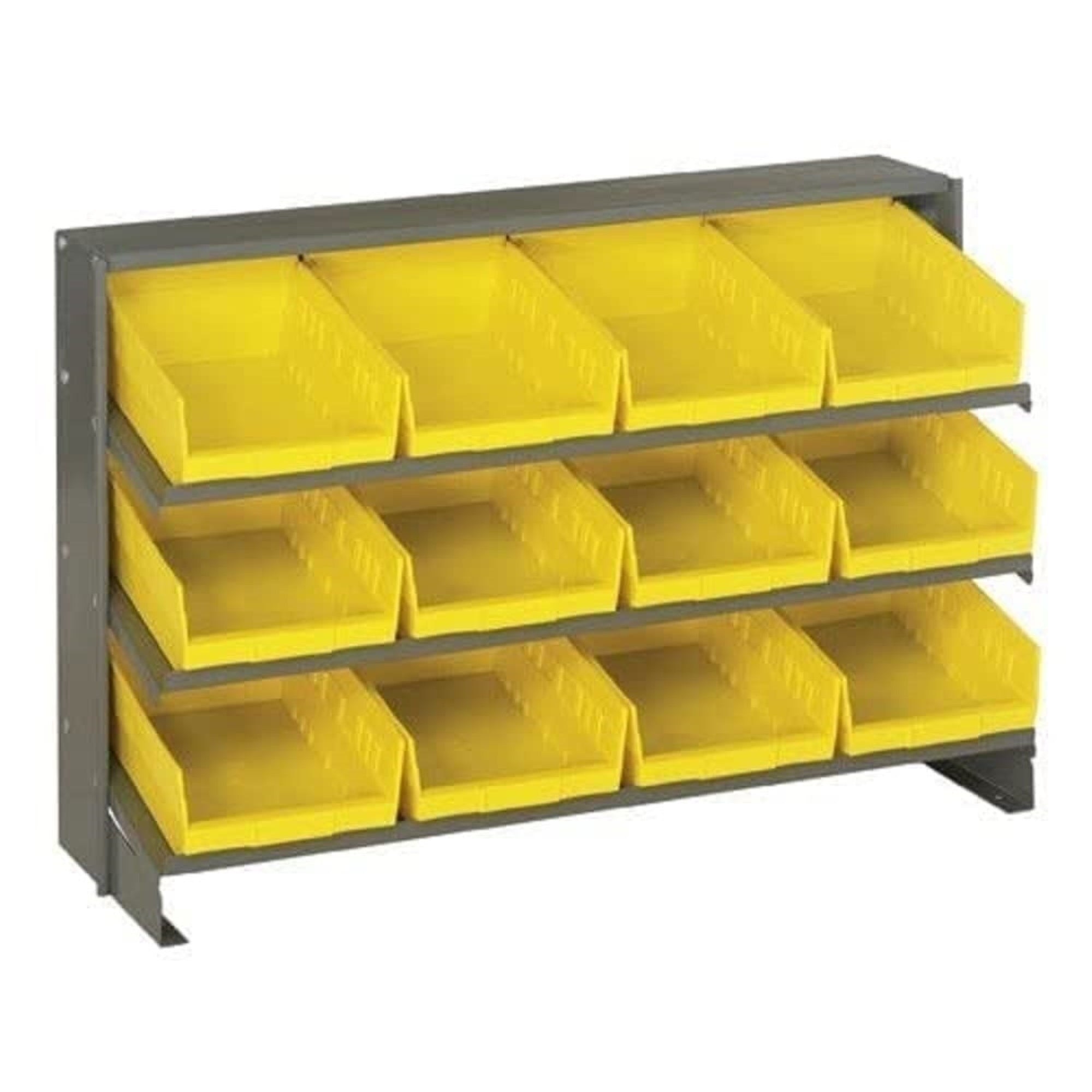 Pick Rack, Slopped, Bench Style, 12-1/2L X 36W X 23H, 250 Lbs. Capacity, (3) Shelves Configuration, Includes: (12) Qsb107 Yellow