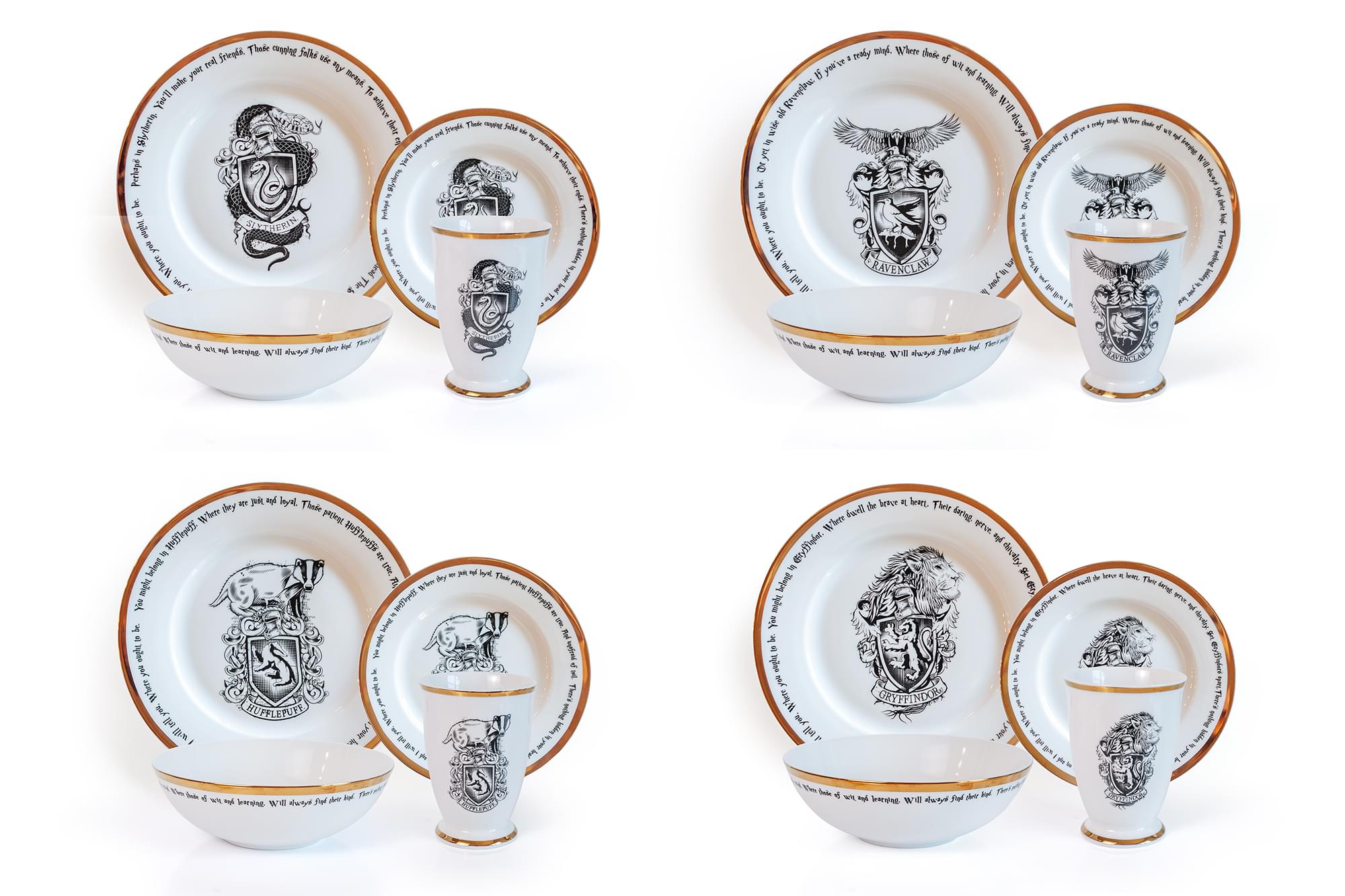 Harry Potter Hogwarts House Logos 16Piece Ceramic Dinnerware Set