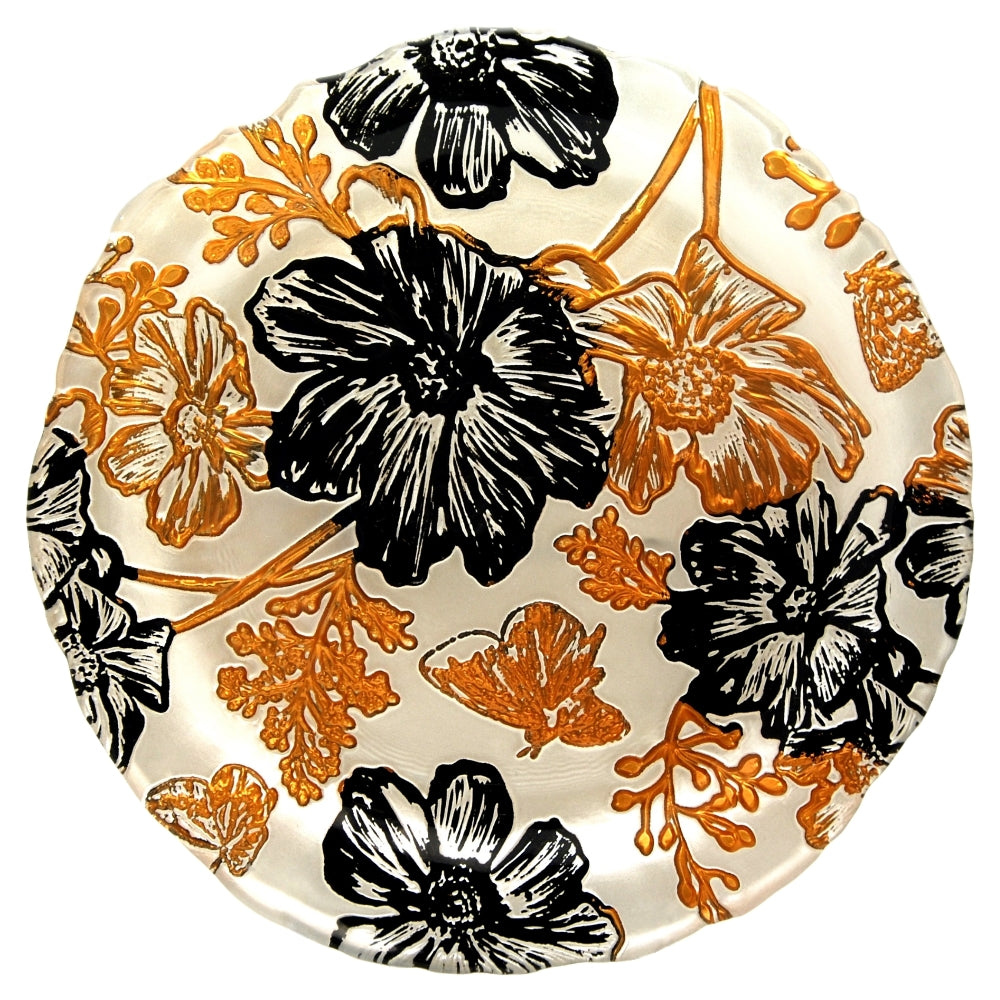 Red Pomegranate 44031 Papillon Side Plates, Cream, Gold & Black  Set of 4
