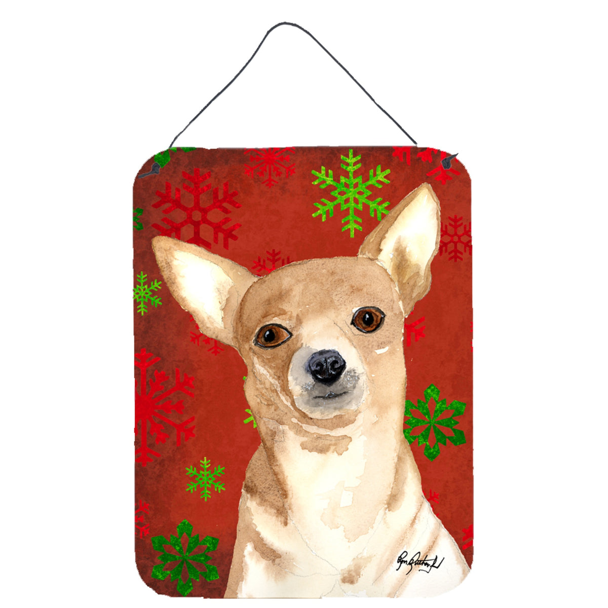 'Caroline'S Treasures Red Snowflake Chihuahua Christmas Aluminium Metal Wall Or Door Hanging Prints, 16'''' X 12''''''