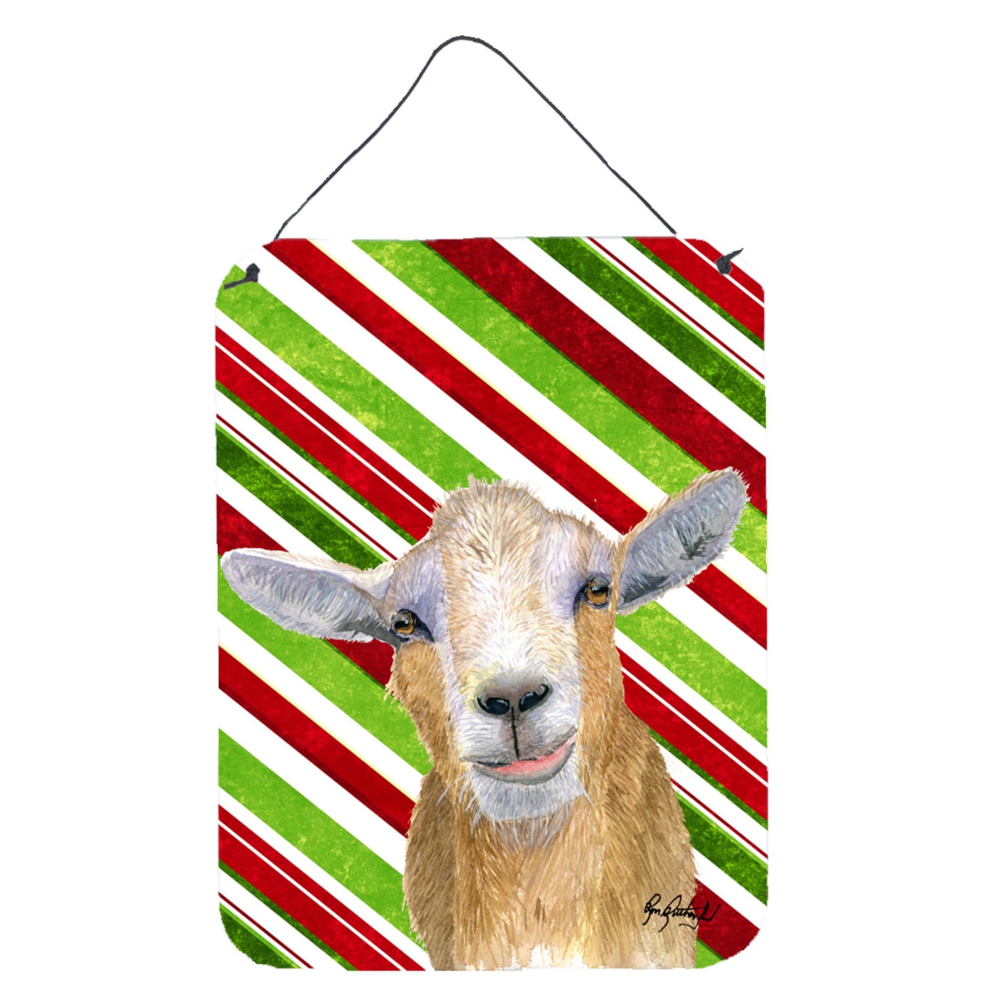 'Caroline'S Treasures Candy Cane Goat Christmas Aluminium Metal Wall Or Door Hanging Prints, 16'''' X 12''''''