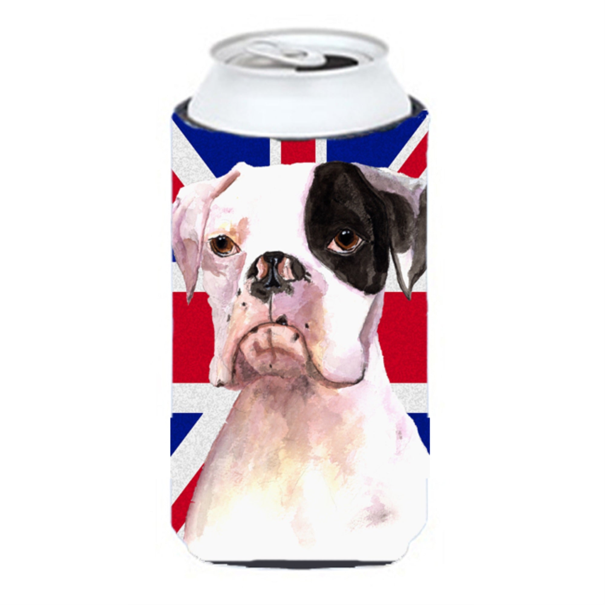 Boxer Cooper With English Union Jack British Flag Tall Boy Beverage Insulator Hugger Rdr3030Tbc