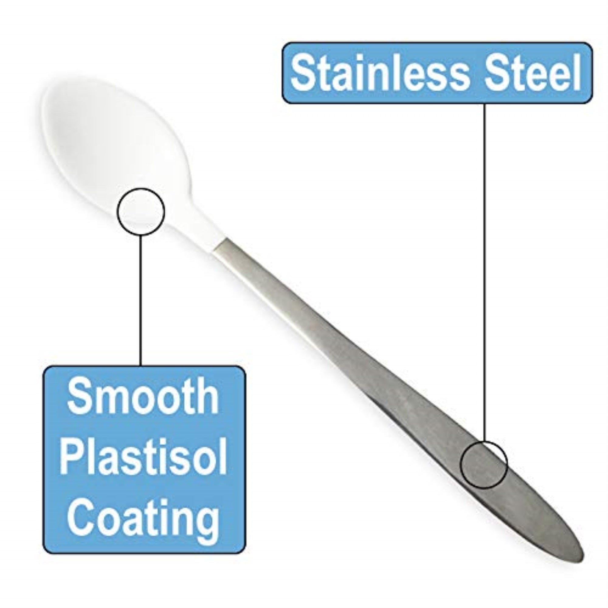 Rehabilitation Advantage Long Teaspoon with Plastisol Coating  White