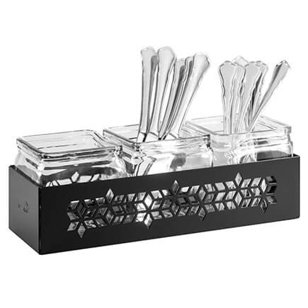 Rosseto SM314 Mosaic 3 Glass Jars Holder  Black Matte