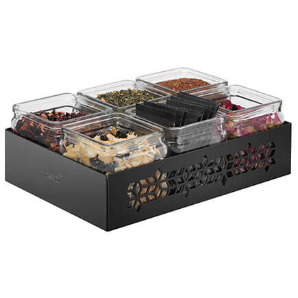 Rosseto SM315 Mosaic 6 Glass Jars Holder  Black Matte