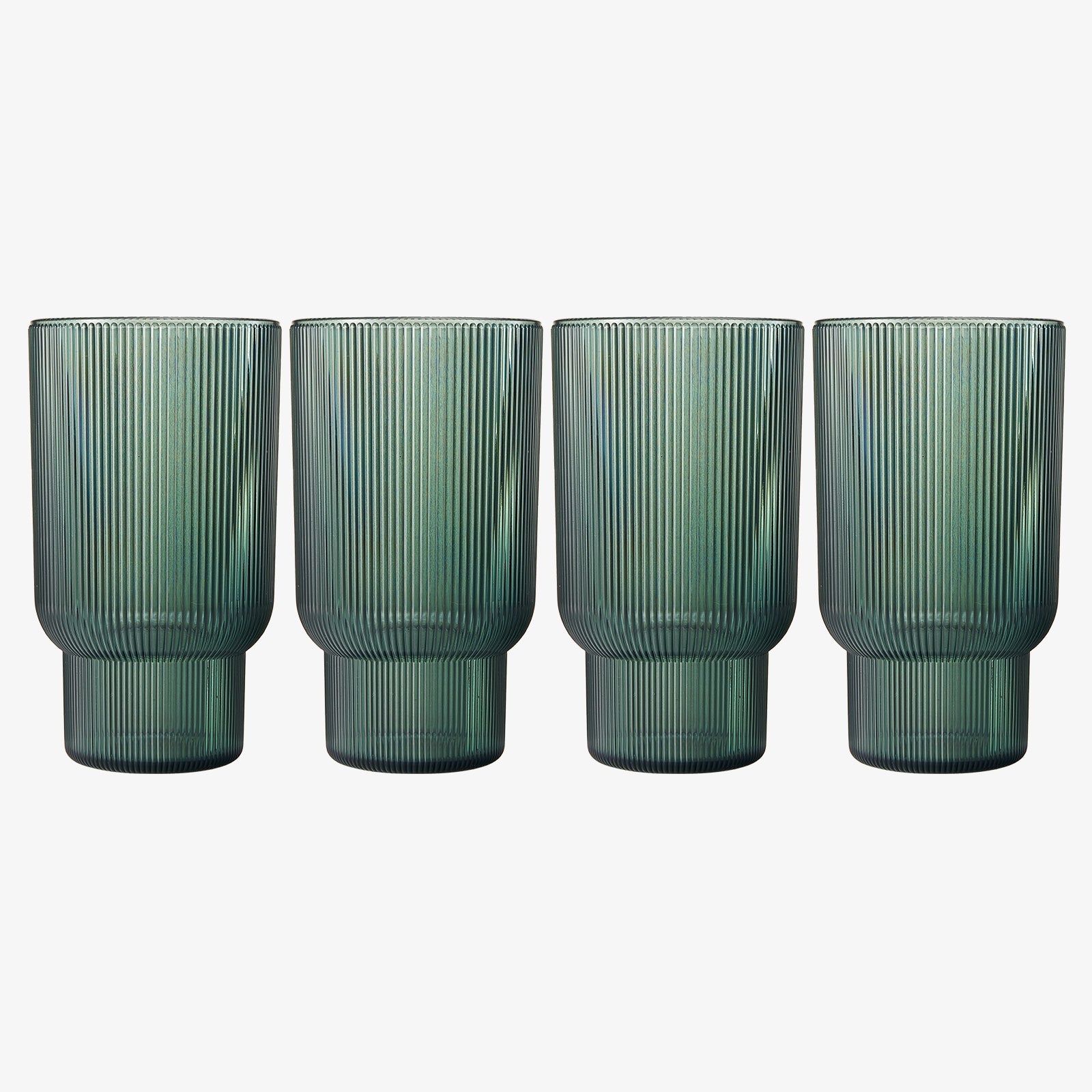 Eze Acrylic Ribbed Highball Glassware, Set of 4